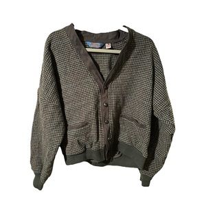 PENDLETON VINTAGE DROP SHOULDER HOUNDSTOOTH CARDIGAN 100% WOOL 🐏❤️